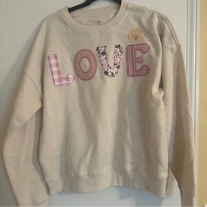 NWT RECYCLED THREADS LOVE Pullover Sweatshirt Women M
